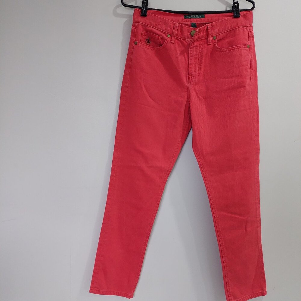 Ralph Lauren Jeans Bright Red Skinny Fit Stretch Jeans, Size 4/6